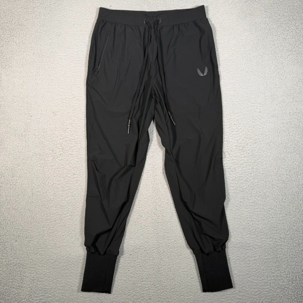 ASRV Tetralite Pants Mens Large Black High Rib Jogger Gym Workout Elastic Waist